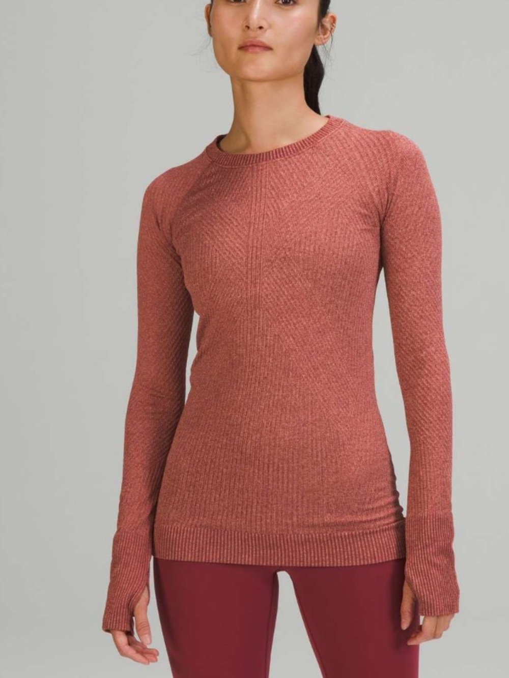 Lululemon Rest Less Pullover In Mulled Wine Pink Savannah Crew Neck LW3BARS